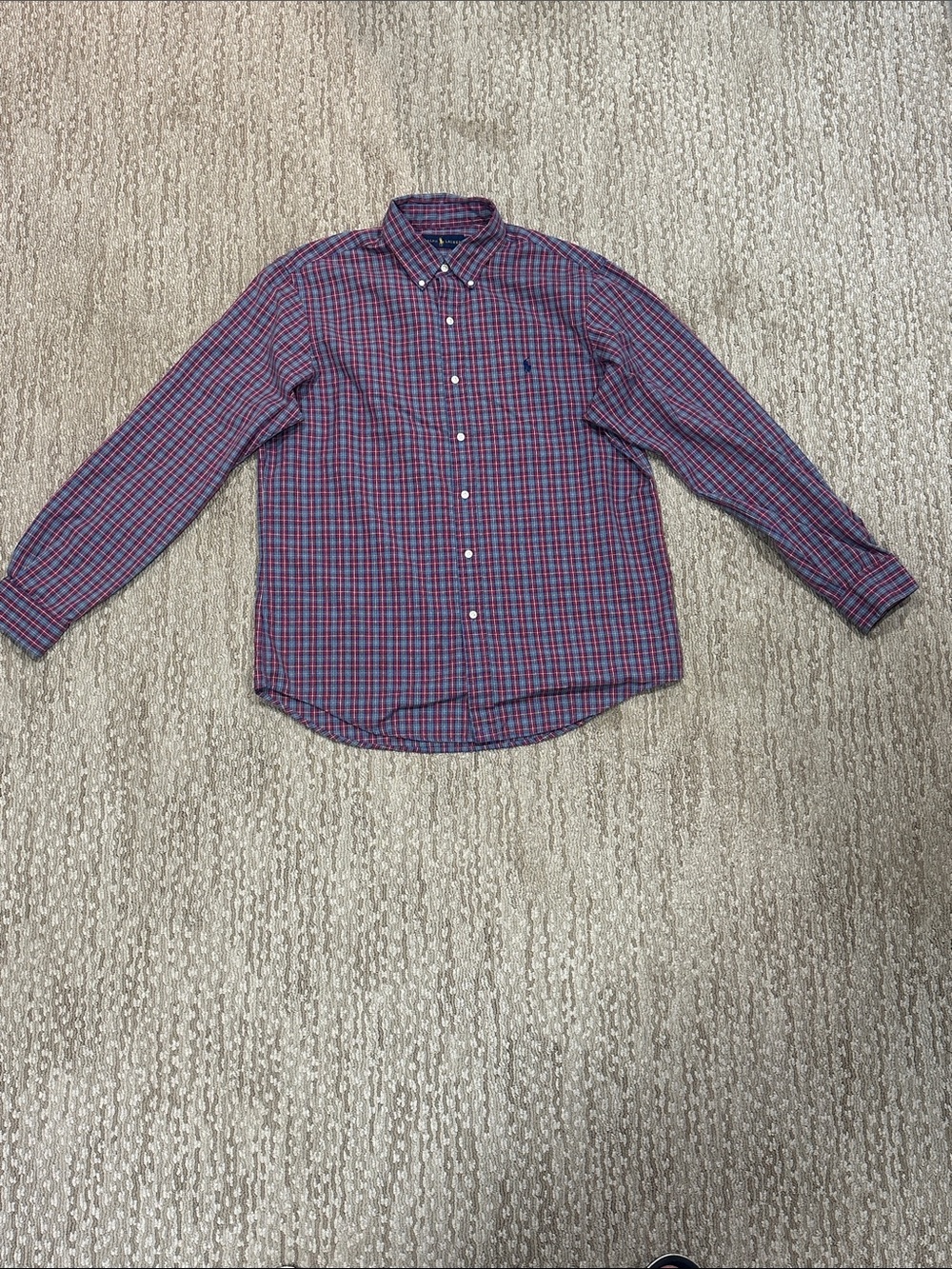 Ralph Lauren Red & Blue Check Cotton Button-Down Shirt (399)